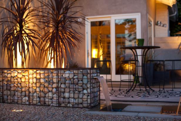 Intriguing Fountain Feature From Natural Rock Container on Enchanting Neutral Patio Intriguing Fountain Feature From Natural Rock Container on Enchanting Neutral Patio