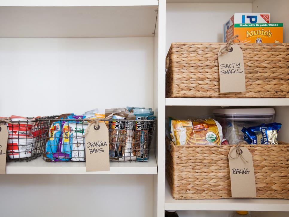 organize your pantry with cheap storage bins