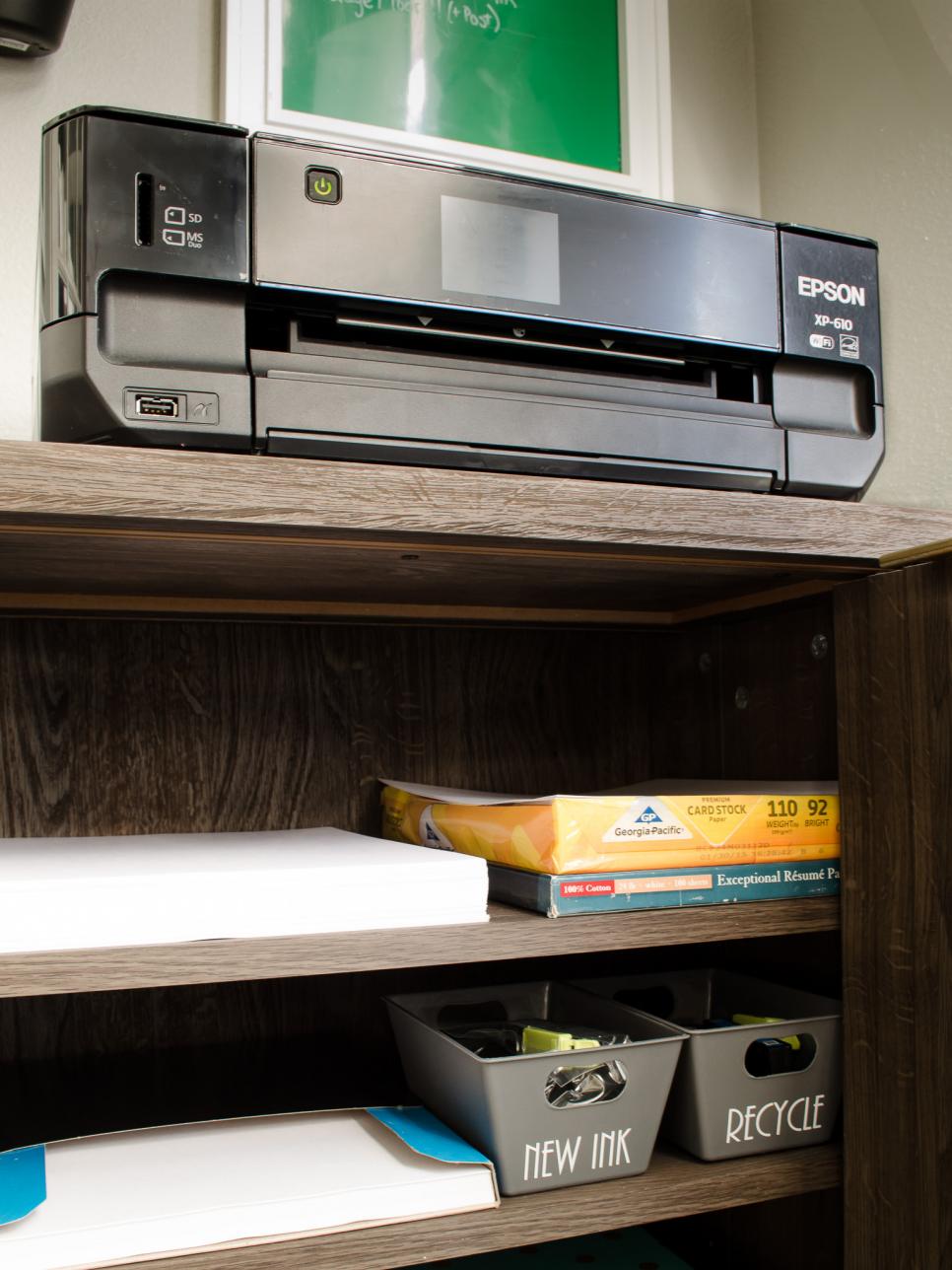 Printer Supply Cabinet in Organized Home Office Printer Supply Cabinet