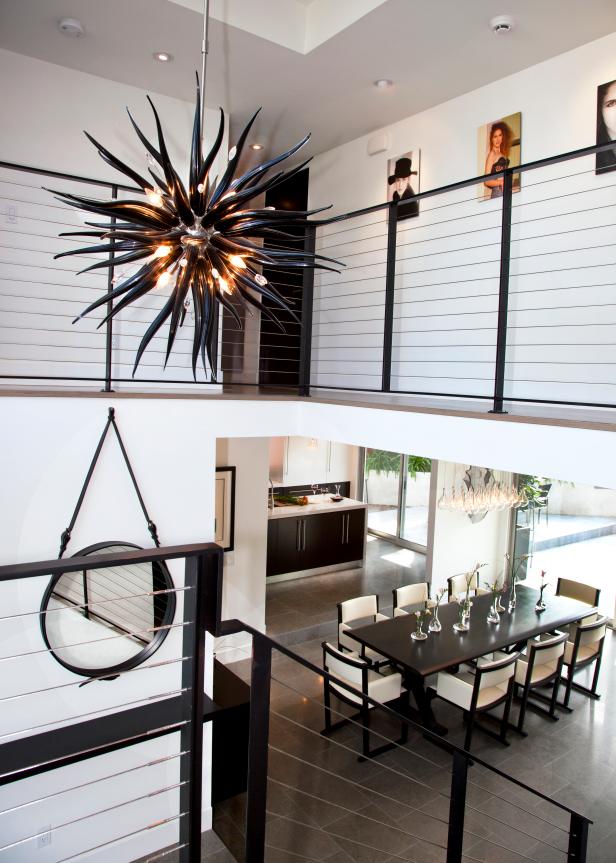 Stairwell With Eclectic Chandelier Stairwell With Eclectic Chandelier