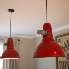 Red Pendant Lights in Dining/Crafting Room 