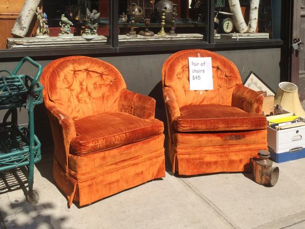 Worn Out Orange Velvet Chairs Worn Out Orange Velvet Chairs