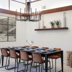 Dining Room With Modern Chandelier 