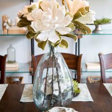 Large Glass Vase With White Flowers 