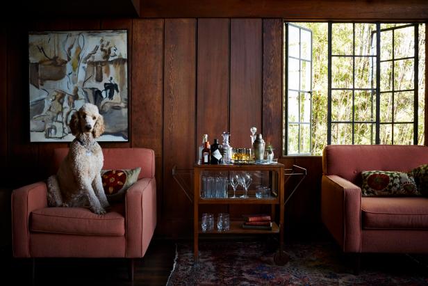 Cozy Living Room With Bar Cart