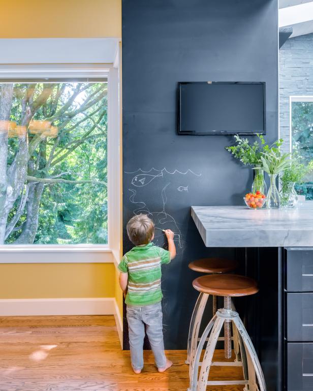 Reclaimed Slate Wall in Contemporary Kitchen Reclaimed Slate Wall in Contemporary Kitchen
