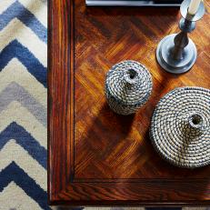 Blue and Gray Coffee Table Decor From Sarah Sees Potential