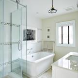 White Master Bathroom With Contemporary Decor