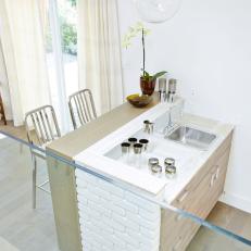 Modern Wet Bar With Limestone Countertop From Sarah Sees Potential