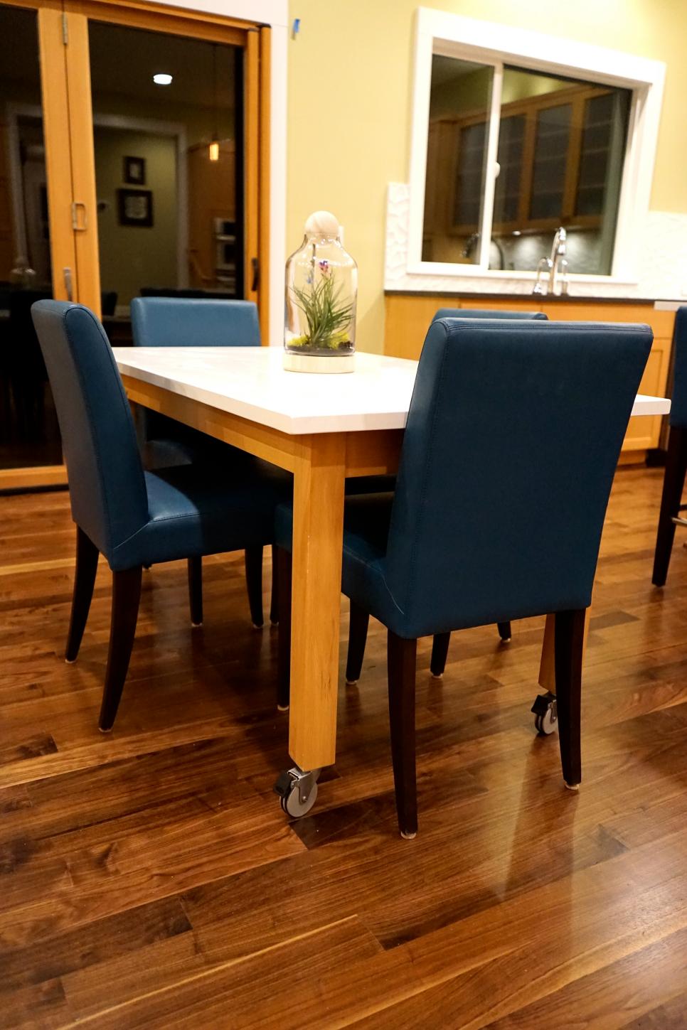 Contemporary Breakfast Area With Navy Blue Chairs Contemporary Kitchen With Navy Blue Dining Chairs