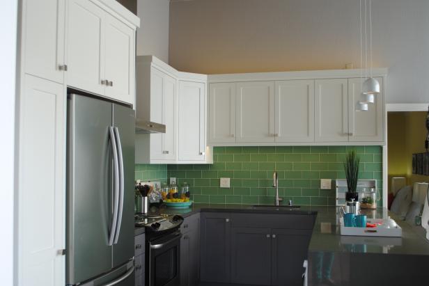 Small Kitchen with Sea Green Backsplash Small Kitchen with Sea Green Backsplash