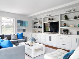 Blue Contemporary Living Room