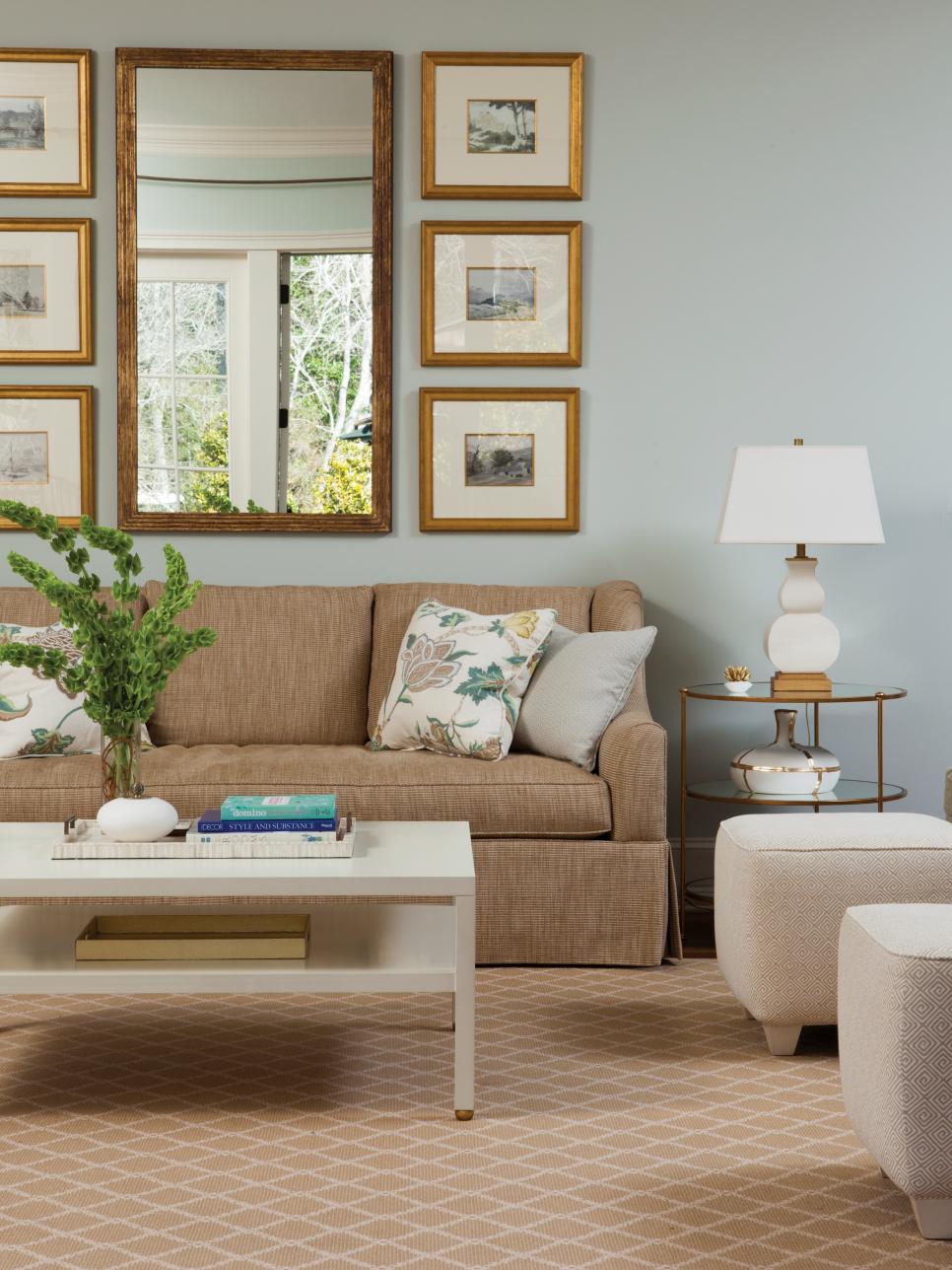 Light Blue Living Room is Airy, Cozy Light Blue, Eclectic Living Room With Neutral Furniture