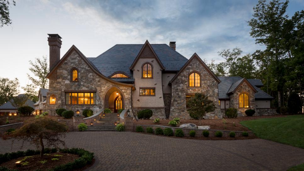 Stone Exterior With Red Brick Driveway Stone Exterior With Brick Driveway