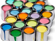 multicolored paint cans