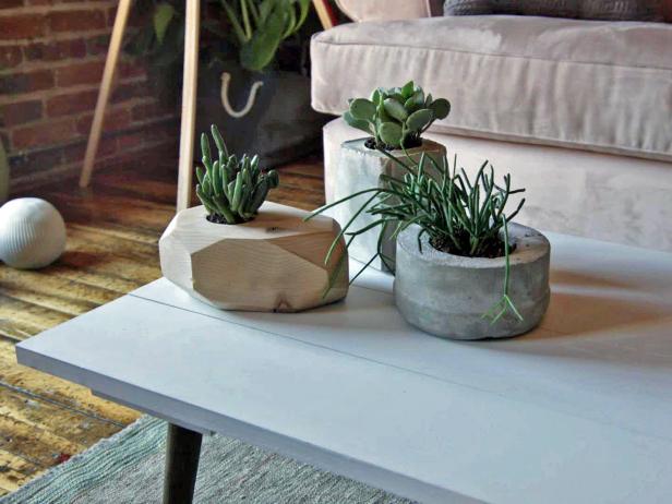 Geometric Planters With Succulents Geometric Planters With Succulents