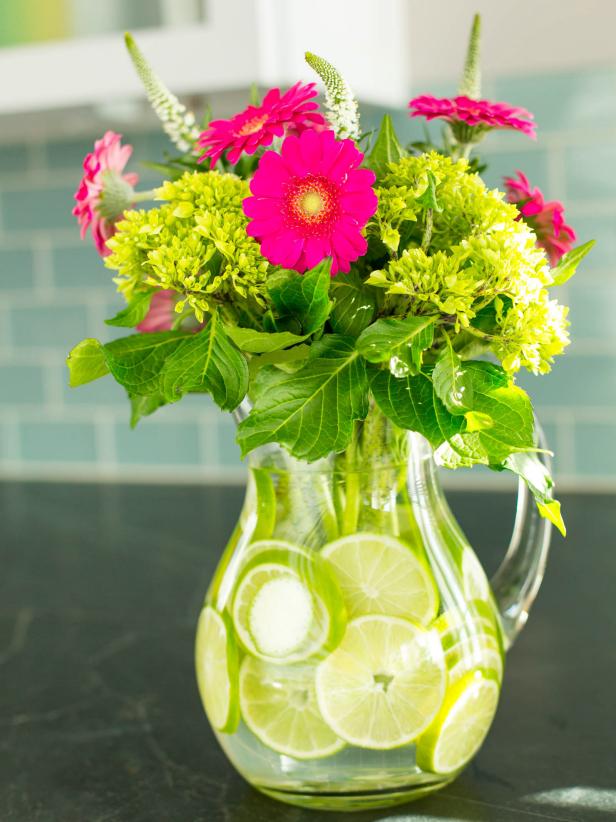 Flowers in Glass Pitcher