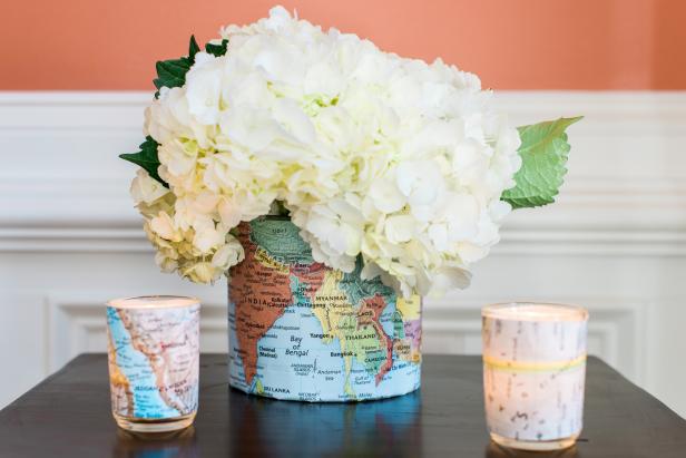 DIY Map Floral Vessel & Votives DIY Map Floral Vessel & Votives