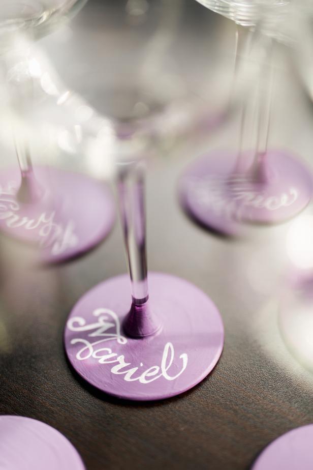Using the chalk, write your name on the dry, painted surface of your glass.