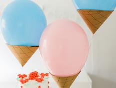 These floating ice cream cones are a sweet way to decorate for an ice cream social, kid’s birthday party or wedding or baby shower.