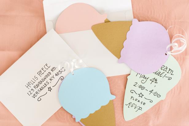Party Invitations in Shape of Ice Cream