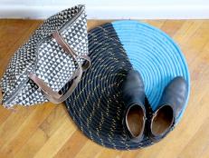 Use your rug in your entry way to wipe off snow covered boots or wet, spring shoes. The silicone paint and polyester rope can be wiped clean.