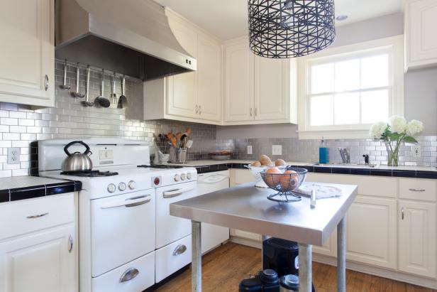 Stainless Steel Subway Tile in Vintage Kitchen Stainless Steel Subway Tile in Vintage Kitchen