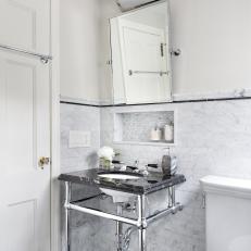 Photos | HGTV Photos | HGTV - Black and White Guest Bathroom With Console Sink