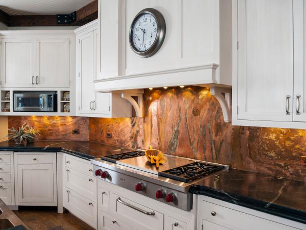 Shimmery Marble Backsplash in Transitional Kitchen Shimmery Marble Backsplash in Transitional Kitchen