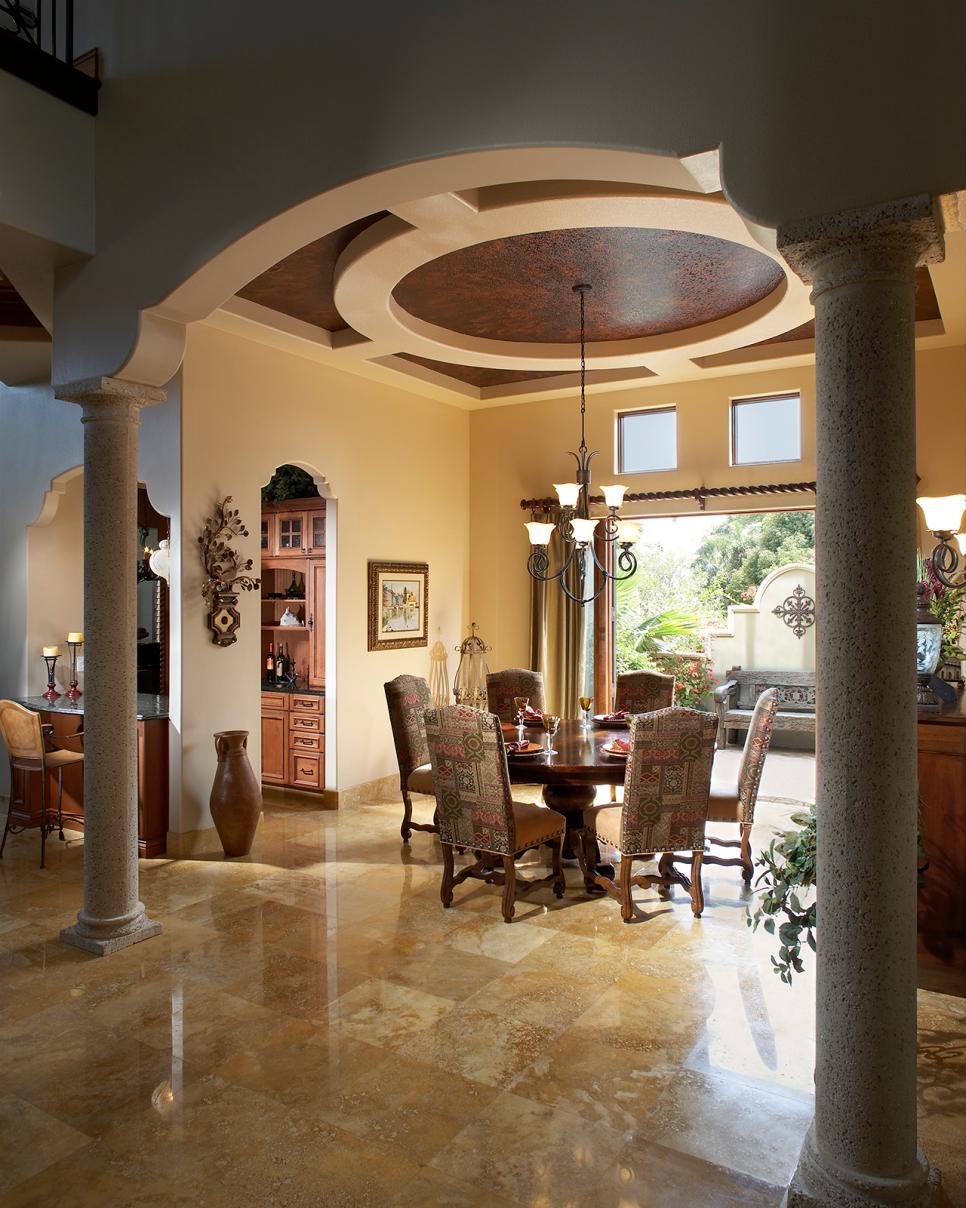 Mediterranean Dining Room with Vaulted Ceiling Mediterranean Dining Room with Vaulted Ceiling