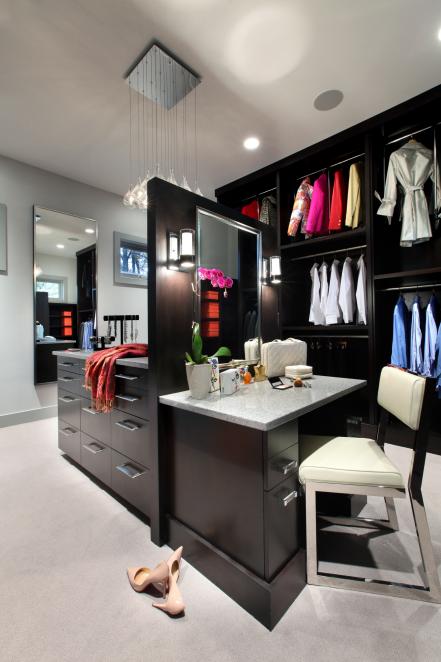 Contemporary Closet With Dressing Table