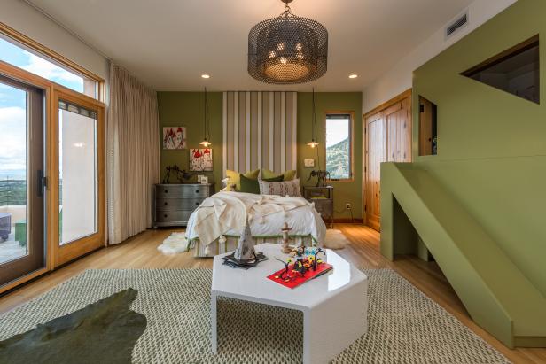 Kid's Green Bedroom Features Built-In Play Structure Kid's Green Bedroom Features Built-In Play Structure