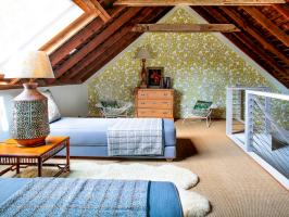 Attic Bedroom With Floral Wallpaper