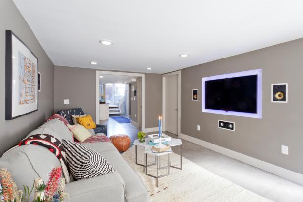 Modern Furniture and Built-In TV in Living Room Modern Furniture and Built-In TV in Living Room