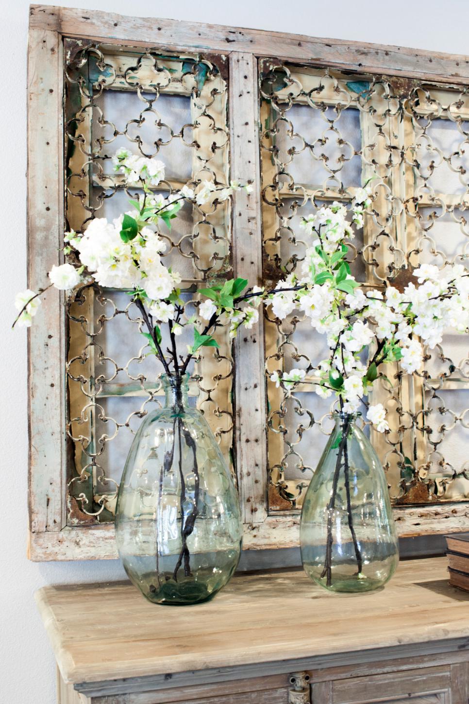 Fixer Upper: Antique Glass Vases in Remodeled Home Antique Vases Decorate Remodeled Home