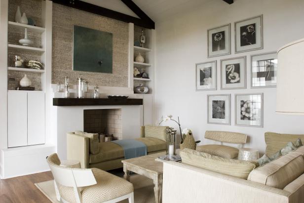 White Coastal Living Room With Gallery Wall White Coastal Living Room With Gallery Wall