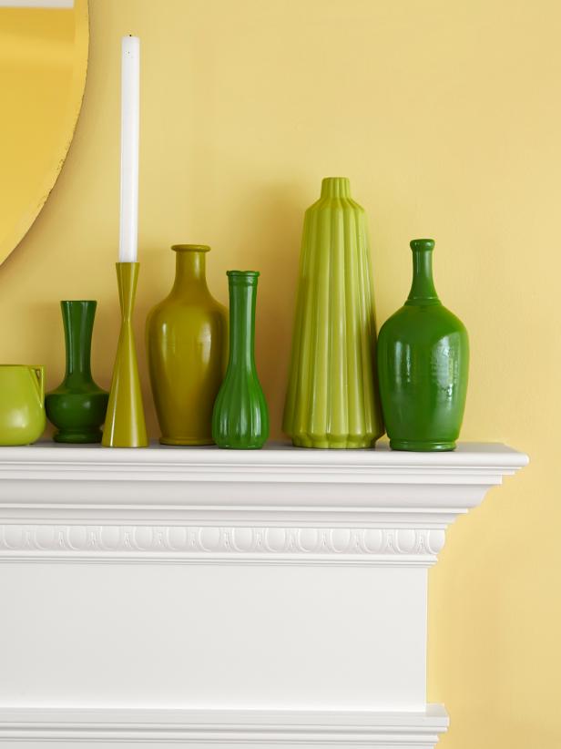Green Vases on Mantel Green Vases on Mantel