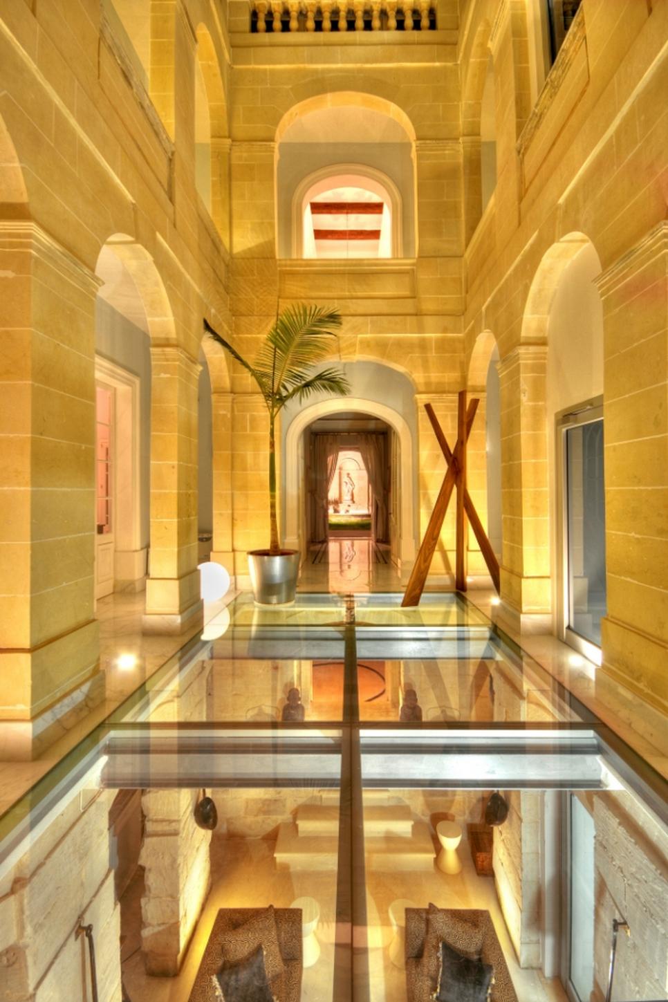 Mediterranean Entry Hall Features Amazing Glass Floor Mediterranean Entry Hall With Glass Floor