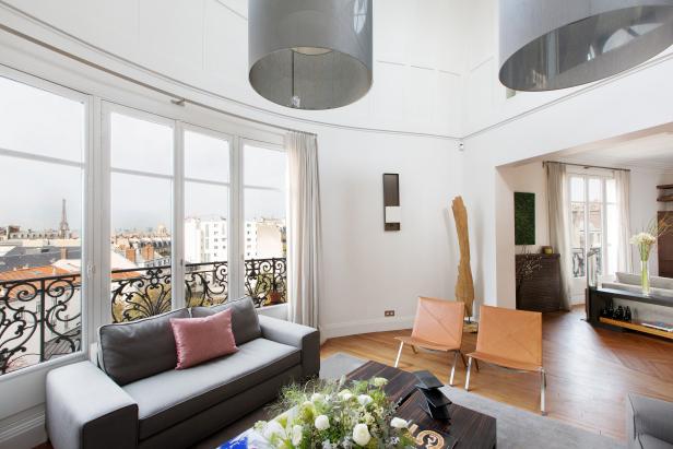 Living Room: Tres Chic Triplex in Paris, France Living Room: Tres Chic Triplex in Paris, France