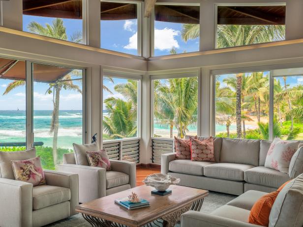 Light and Bright Tropical Living Room With Ocean View