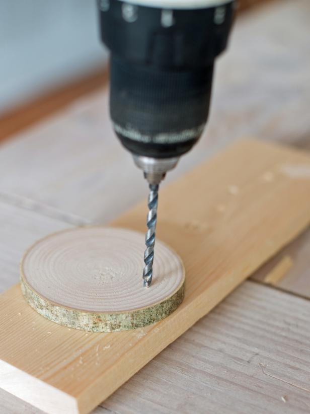 Drill Hole in Wood Slices Drill Hole in Wood Slices