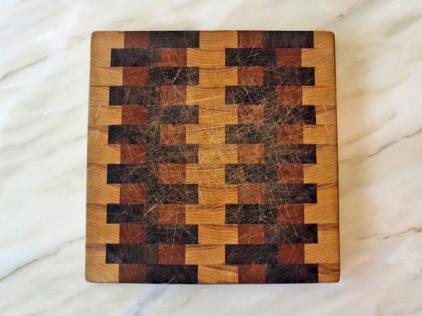 Before photo of old cutting board.