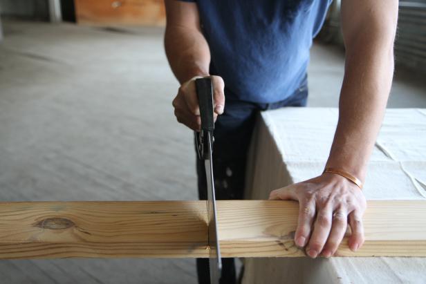 Cut the wood plank at 24" to make a centerpiece.