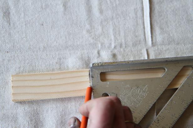 Mark a line at 4" using a speed square.