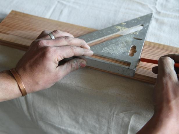 Mark a line at the 10-inch mark using a speed square.