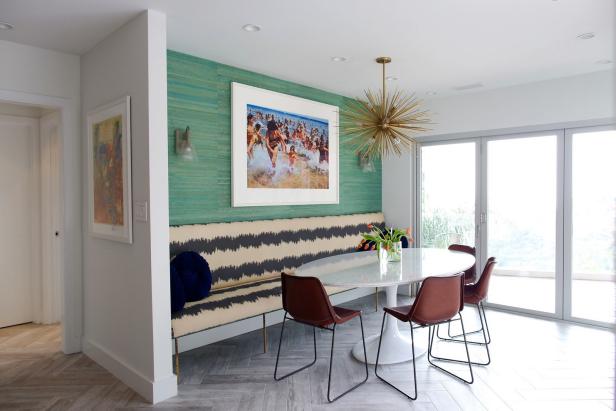 Multicolored Eclectic Morning Room With Banquette Multicolored Eclectic Morning Room With Banquette