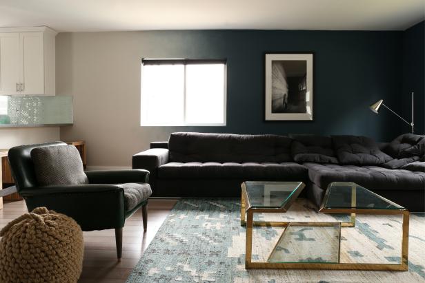 Black and Blue Contemporary Craftsman Living Room Black and Blue Contemporary Craftsman Living Room