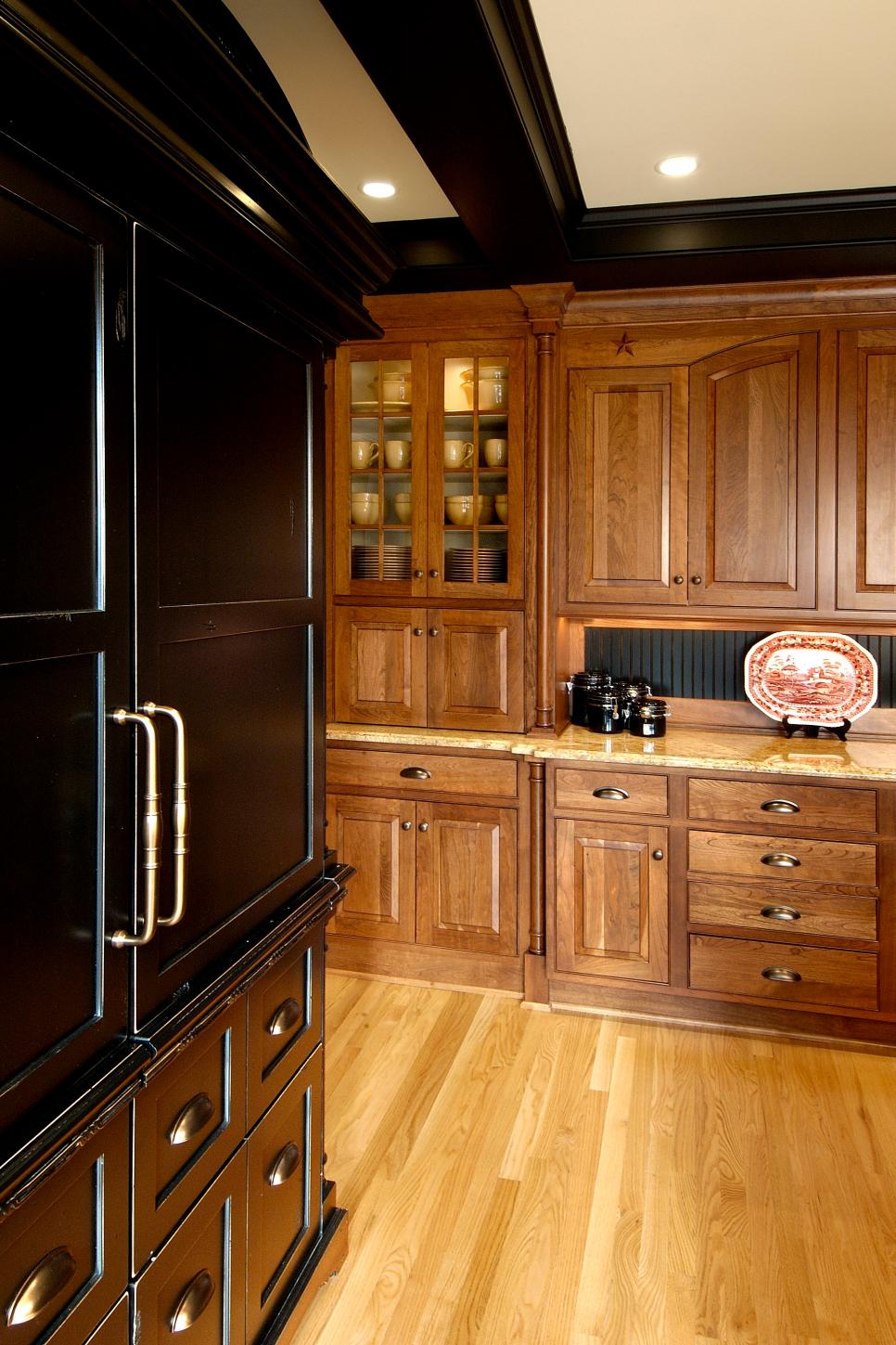 Gorgeous Wood Cabinetry in Traditional Kitchen Brown Wood Traditional Kitchen Cabinets