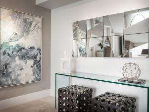 Glass Console Table and Cube Stools Glass Console Table and Cube Stools