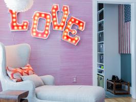 Colorful Home With Pink Grasscloth Walls